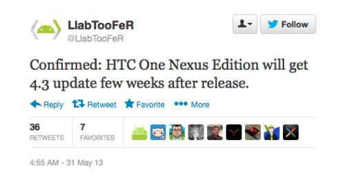 Android 4.3 ready for HTC One Nexus Edition