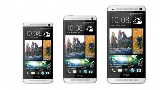 HTC One alongside HTC One Mini and HTC One Max
