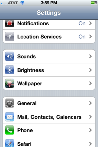 iPhone 5 Settings Screen