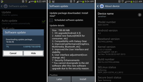 Android 4.3 for Galaxy S4 and S4 Mini in Canada