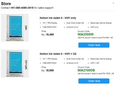 The Notion Ink Adam II Tablet to Be on Sales in India without the Pixel Qi