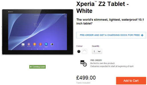 Sony Xperia Tablet Z2 is Available for Pre-order; Pricing in Europe