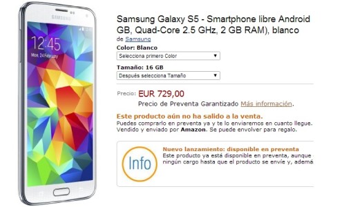 Galaxy S5 at Amazon Spain