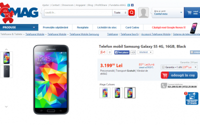 Samsung Galaxy S5 Up for Pre-order in Romania on Emag