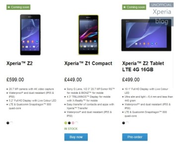 Sony Xperia Z2 Pre-orders Removed on Regional Websites