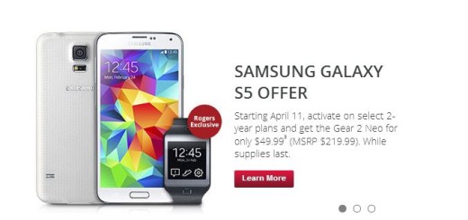 Rogers` Gear 2 Neo Now at $49 with a Two-Year Galaxy S5 Contract