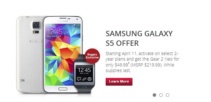 Rogers` Gear 2 Neo Now at $49 with a Two-Year Galaxy S5 Contract