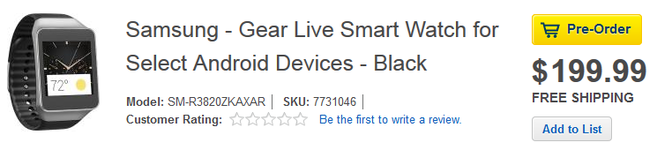 Samsung Gear Live Is Available for Pre-order at Best Buy