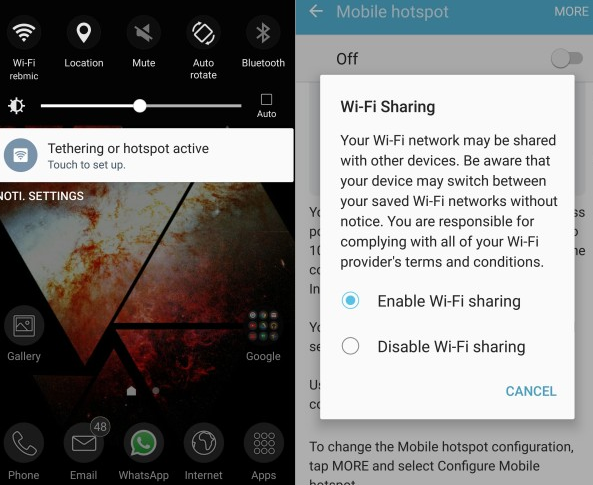 How to Share your Galaxy S7 Wi-Fi connection
