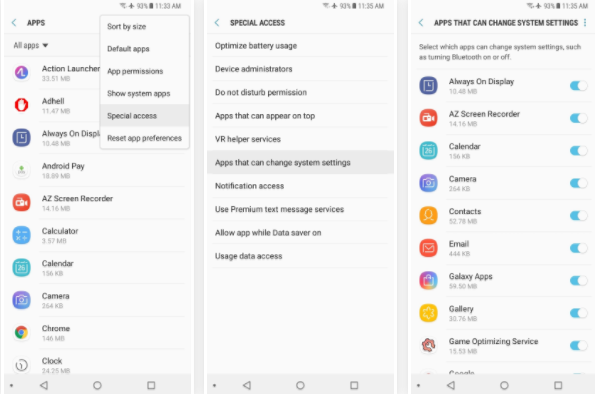 Manage Galaxy S8+ Apps That Can Change System Settings