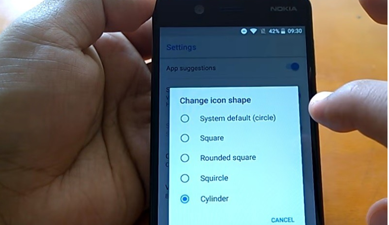 Change Icon Shape on your Nokia Android Oreo running Device