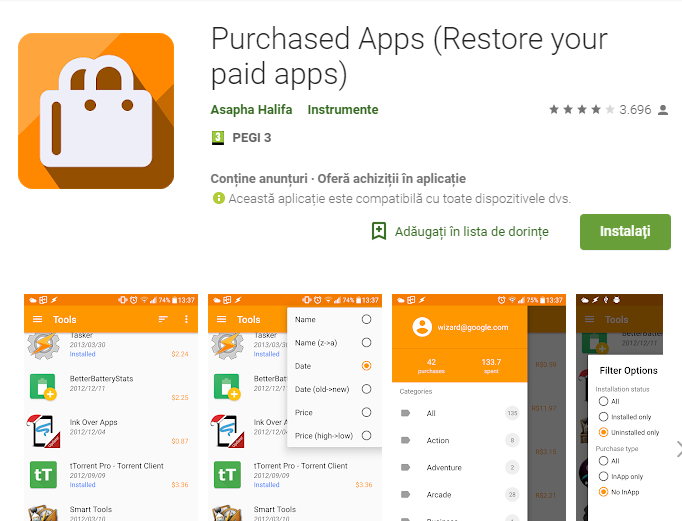 See all Google Play Apps Purchased over the Years