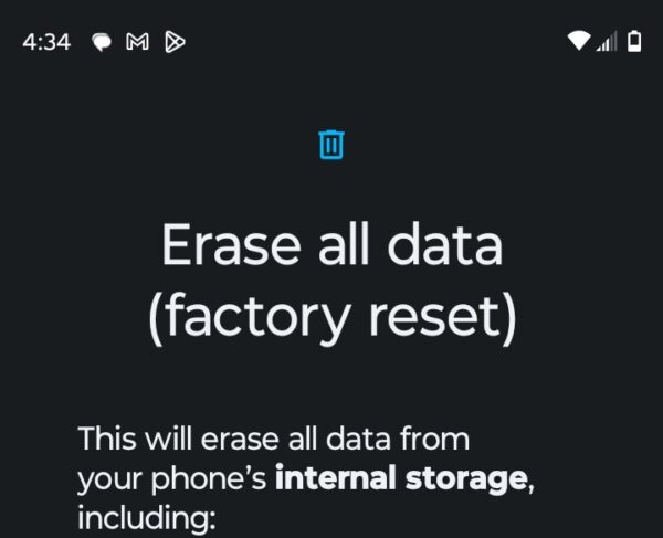 factory reset android
